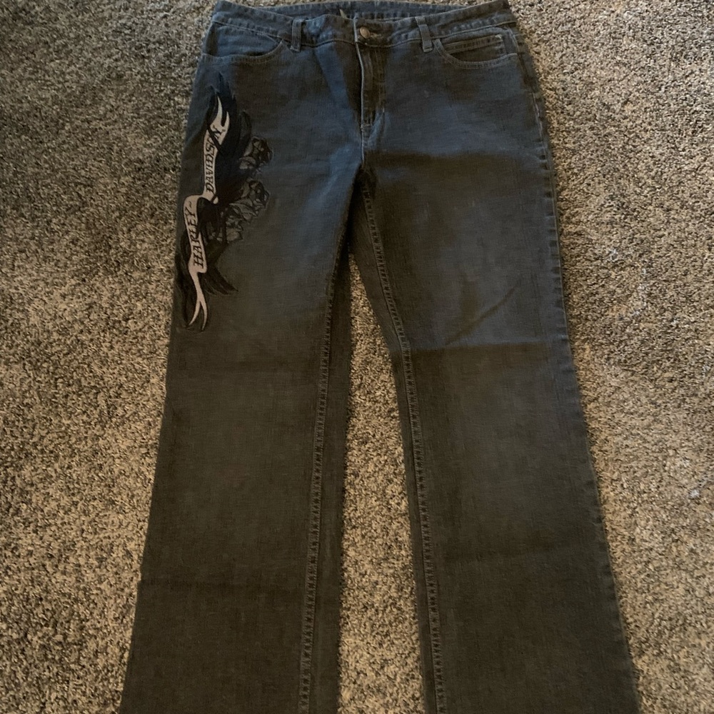 Ladies Harley-Davidson Black Jeans with Graphic Design